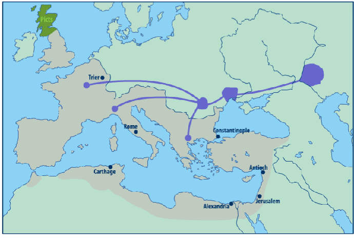 Map of Hun migrations