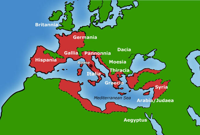Map of Ancient Rome at the end of Caesar's reign